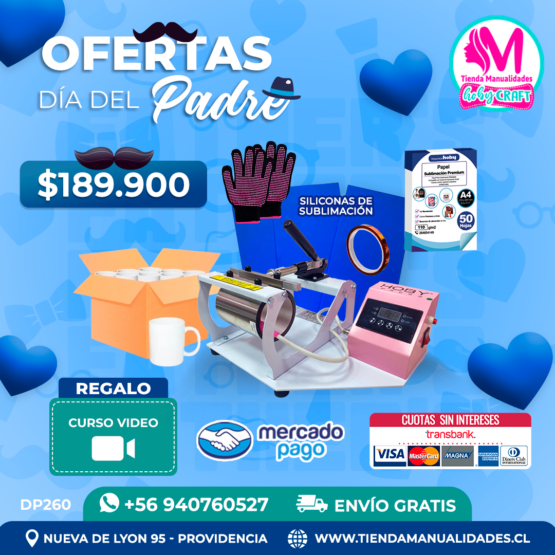 DP260 Kit Estampadora de tazas HobyPress - Envío gratis
