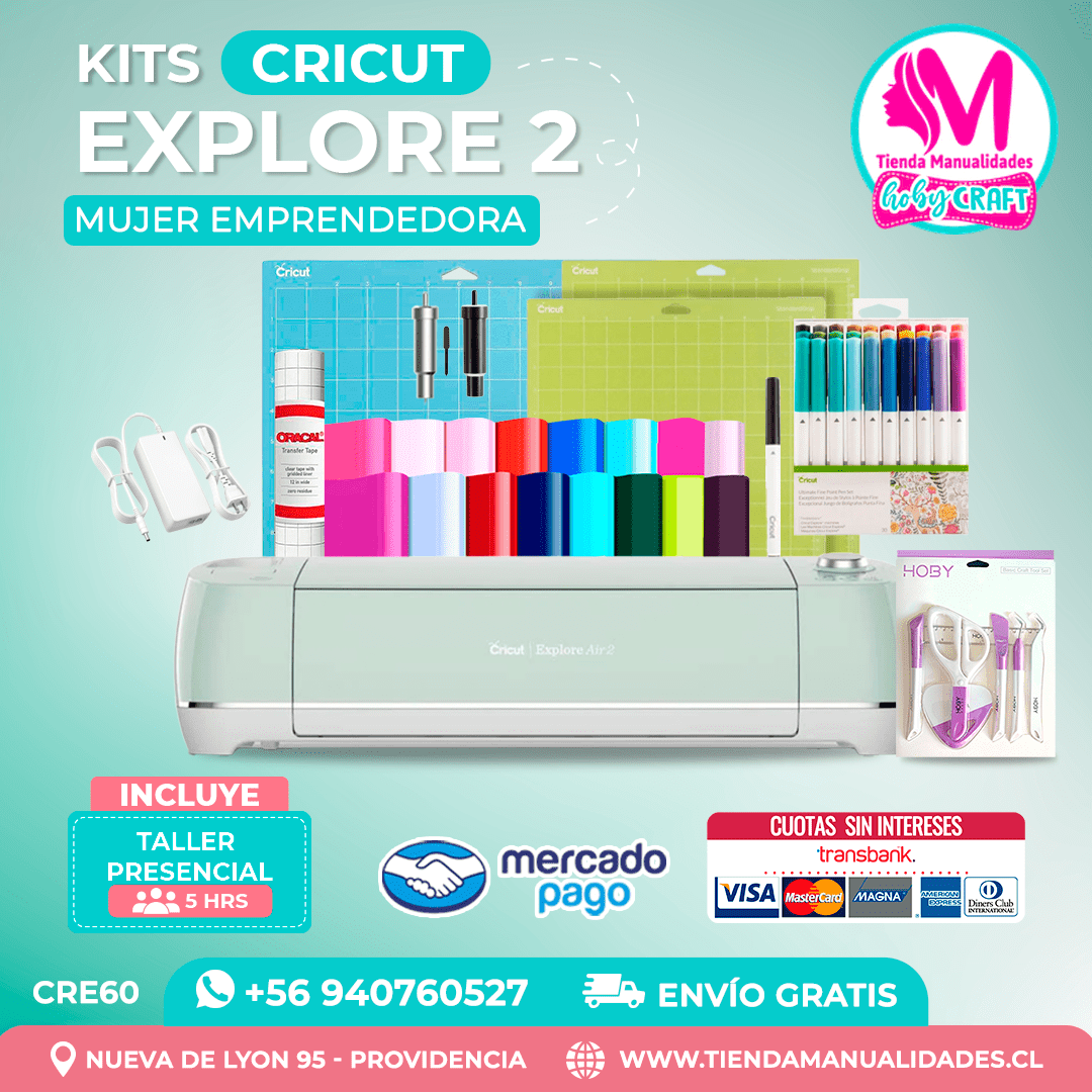 CRE60 Plotter Cricut Explore Air2 – Taller presencial – Envío gratis – Entrega inmediata