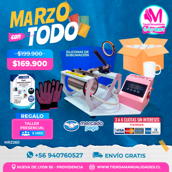 MRZ260 Kit Estampadora de tazas HobyPress - Envío gratis