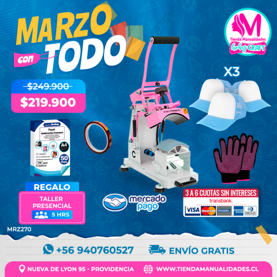 MRZ270 Kit Estampadora de gorros HobyPress - Envío gratis