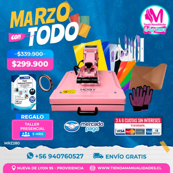 MRZ280 Kit Estampadora plana 38x38cm HobyPress - Envío gratis