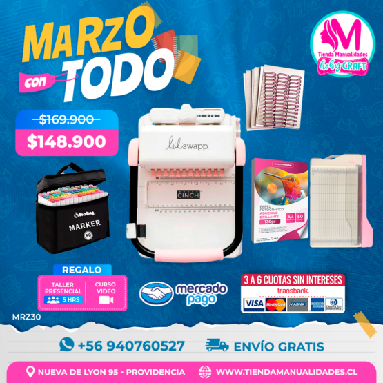 MRZ30 Kit encuadernadora Cinch rosa - Envío gratis