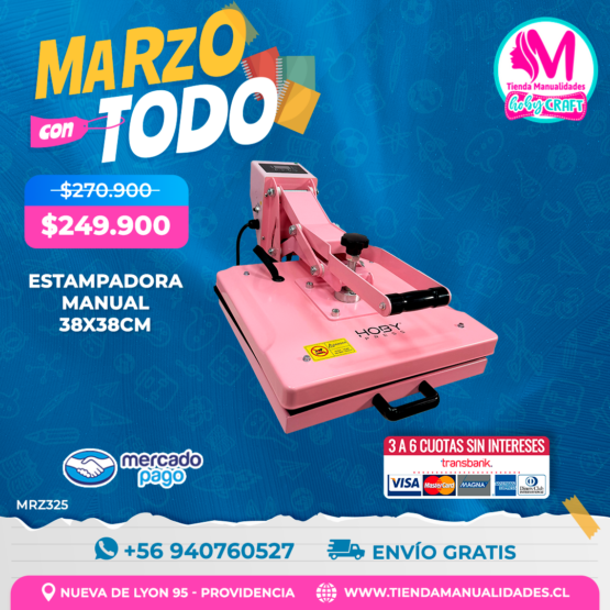 MRZ325 Estampadora plana 38x38cm HobyPress - Envío gratis