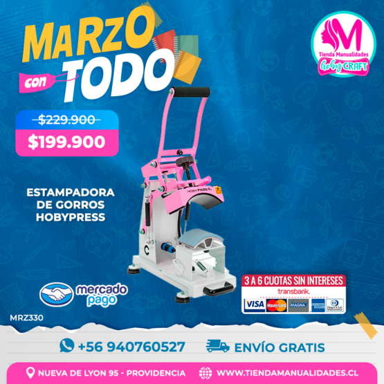 MRZ330 Estampadora de gorros HobyPress - Envío gratis