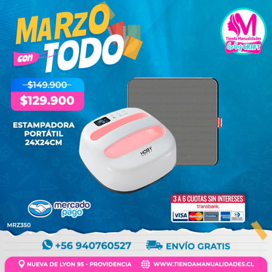 MRZ350 Estampadora portátil 24x24cm - Envío gratis