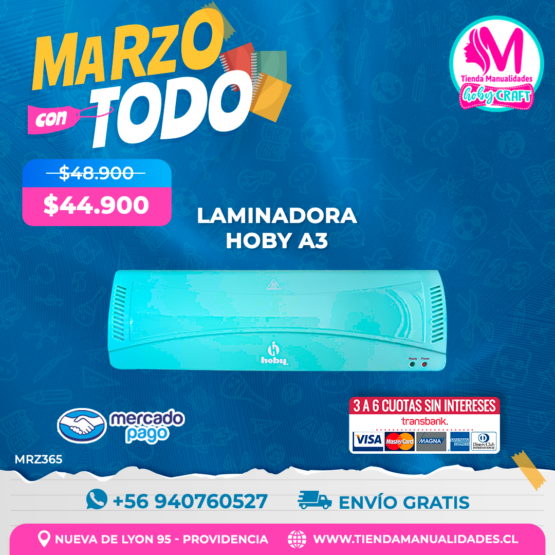 MRZ365 Laminadora Hoby A3 - Envío gratis