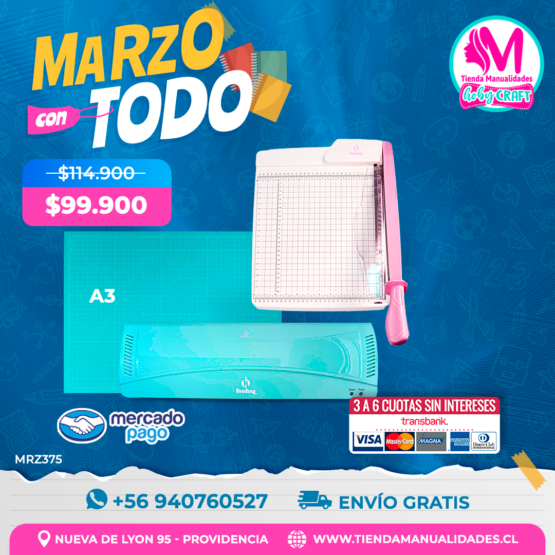 MRZ375 Kit de Laminadora Hoby A3 + Guillotina Hoby 30x30cm - Envío gratis