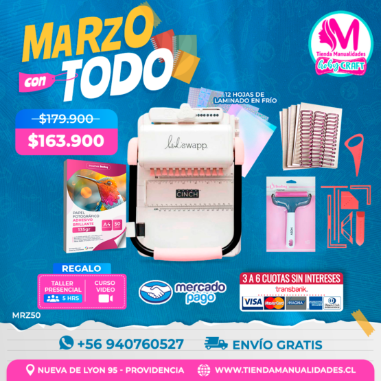 MRZ50 Kit encuadernadora Cinch rosa - Envío gratis