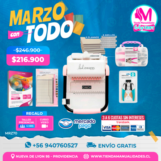 MRZ70 Kit encuadernadora Cinch rosa - Envío gratis