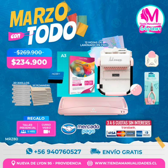 MRZ80 Kit encuadernadora Cinch rosa - Envío gratis