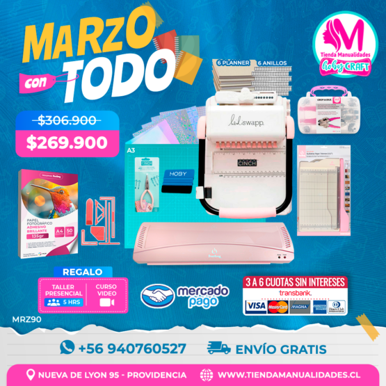 MRZ90 Kit encuadernadora Cinch rosa - Envío gratis