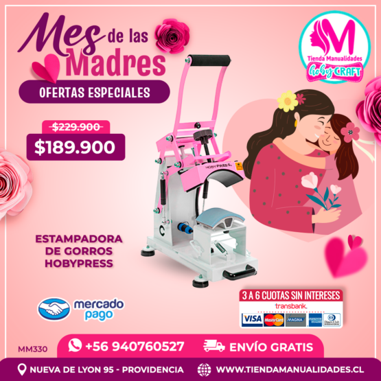 MM330 Estampadora de gorros HobyPress - Envío gratis