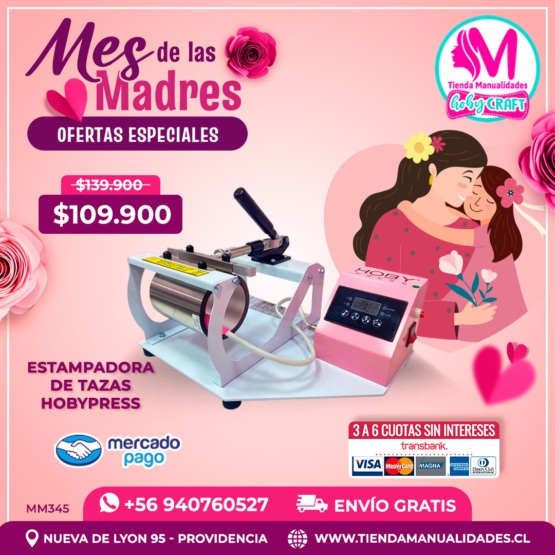 MM345 Estampadora de tazas HobyPress - Envío gratis