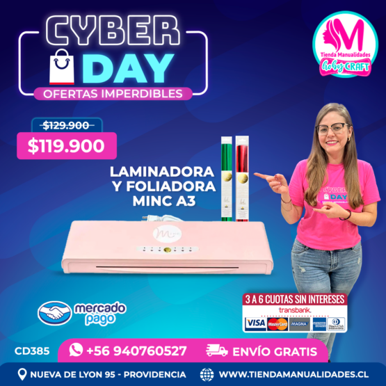 CD385 Laminadora Foliadora Minc Rosa – Envío Gratis