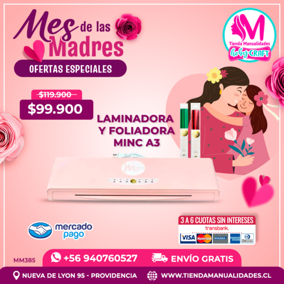 MM385 Laminadora Foliadora Minc Rosa – Envío Gratis
