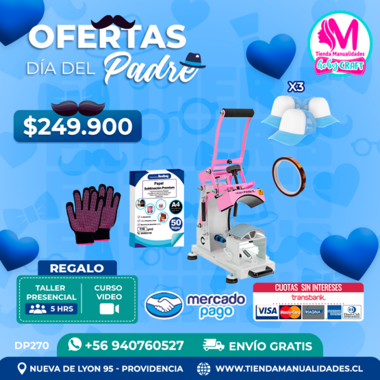 DP270 Kit Estampadora de gorros HobyPress - Envío gratis