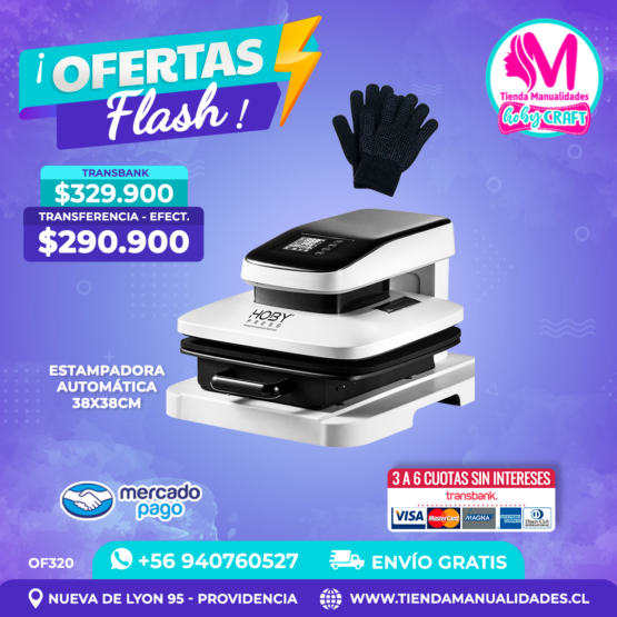 OF320 Estampadora automática 38x38cm HobyPress - Envío gratis
