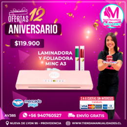 AV385 Laminadora Foliadora Minc Rosa – Envío Gratis