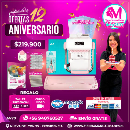 AV70 Kit encuadernadora Cinch rosa - Envío gratis