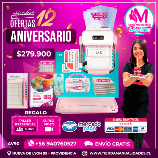 AV90 Kit encuadernadora Cinch rosa - Envío gratis