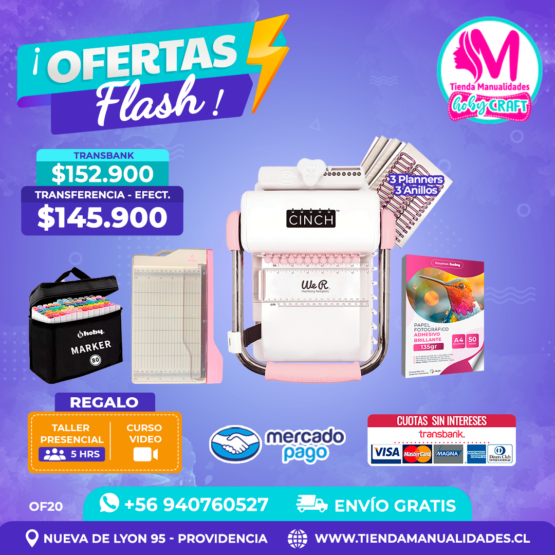 OF20 Kit encuadernadora Cinch rosa - Envío gratis