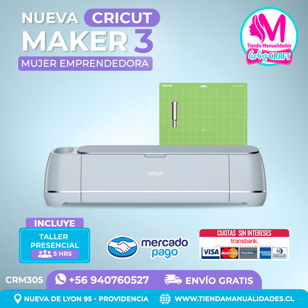 CRM305 Plotter Cricut Maker3 - Taller presencial - Envío gratis - Entrega inmediata