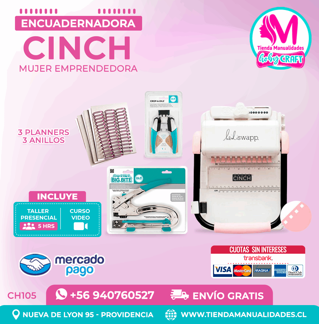 CH105 Cinch rosada + Curso Video + Taller presencial - Envío Gratis - Entrega Inmediata