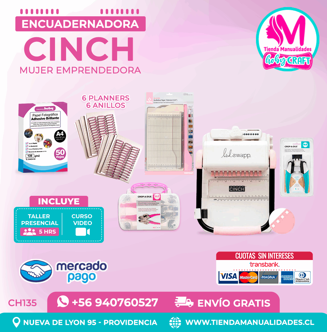 CH135 Cinch rosada + Curso Video + Taller presencial - Envío Gratis - Entrega Inmediata