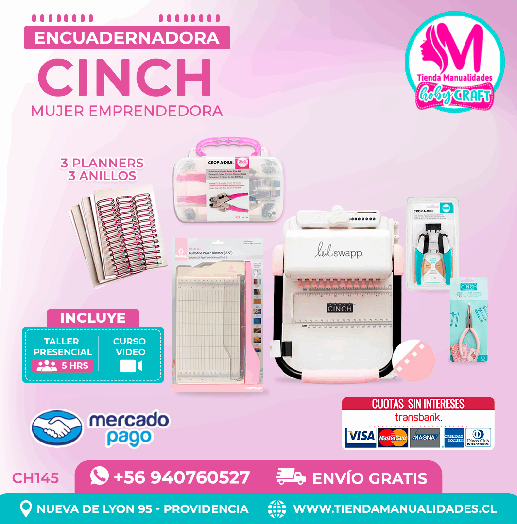 CH145 Cinch rosada + Curso Video + Taller presencial - Envío Gratis - Entrega Inmediata
