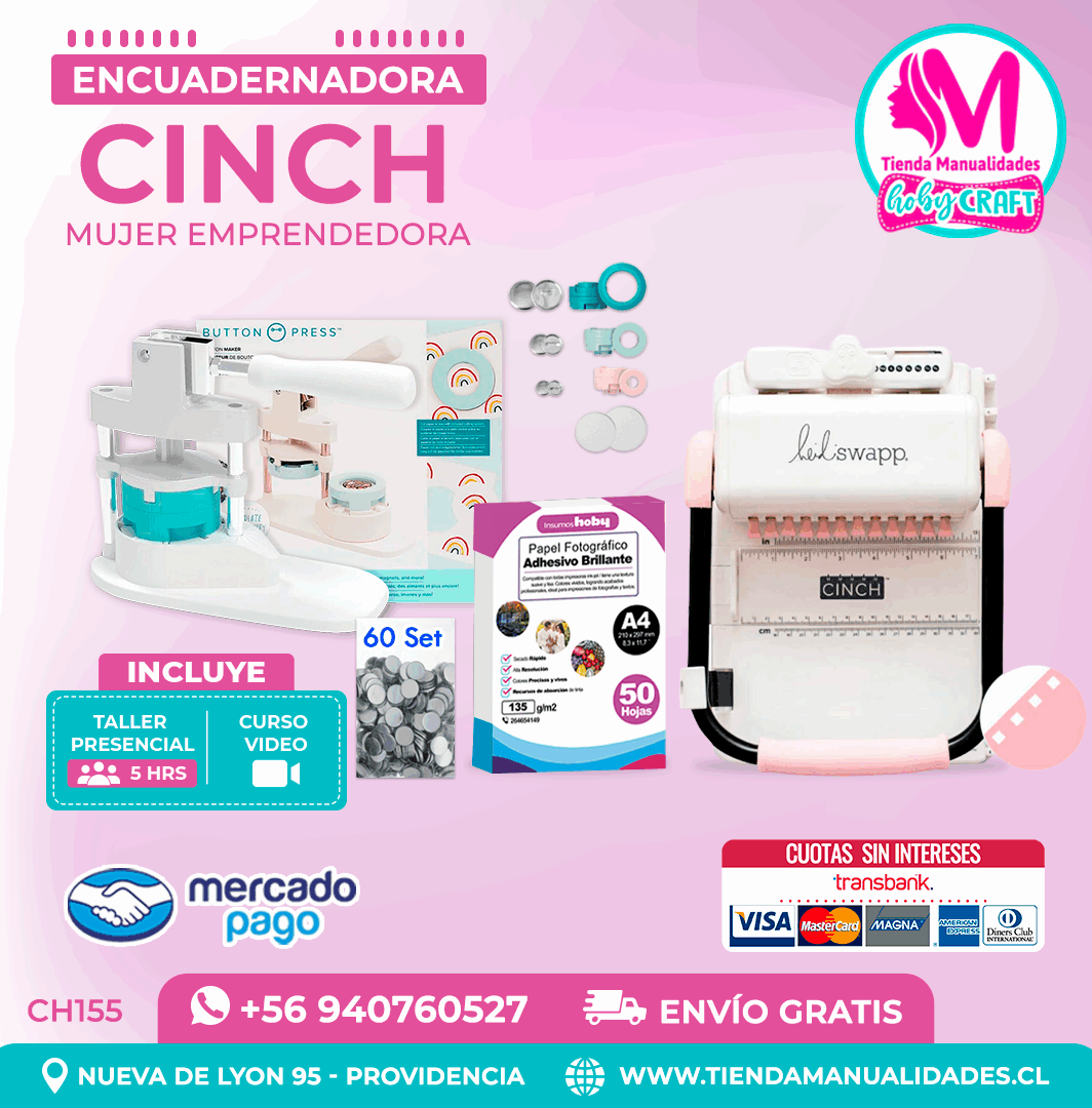 CH155 Cinch rosada + Curso Video + Taller presencial - Envío Gratis - Entrega Inmediata