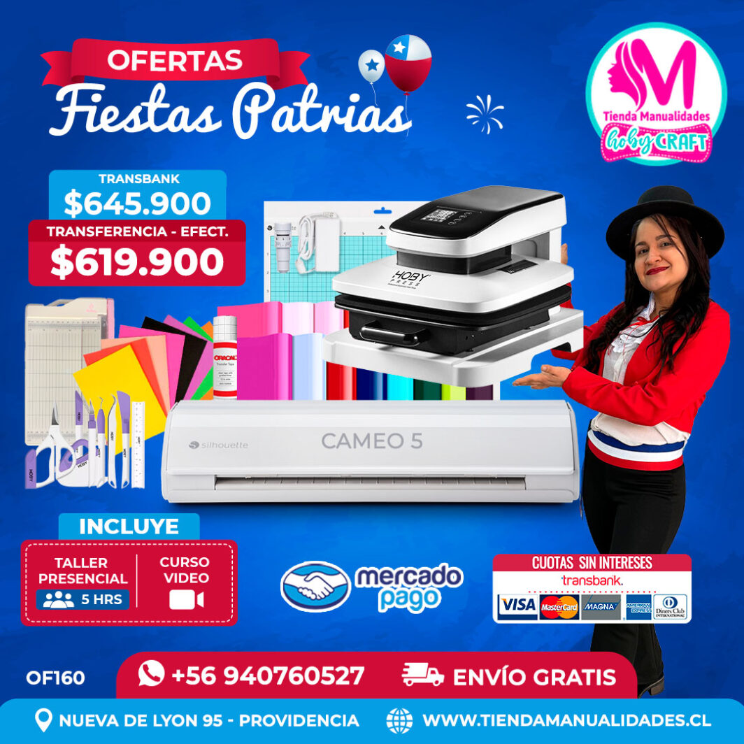 FP160 Kit Silhouette Cameo 5 blanca + Estampadora automática – Envío gratis