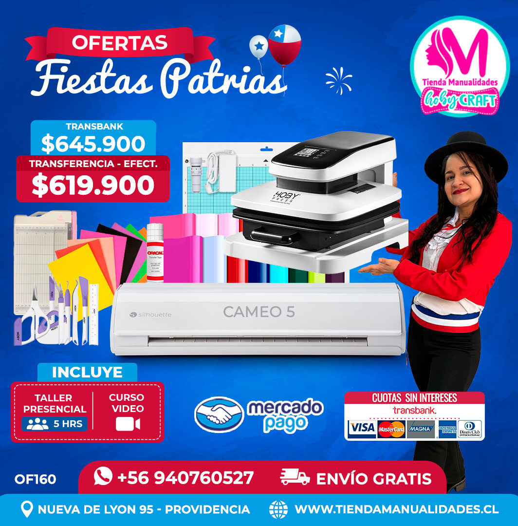 FP160 Kit Silhouette Cameo 5 blanca + Estampadora automática – Envío gratis