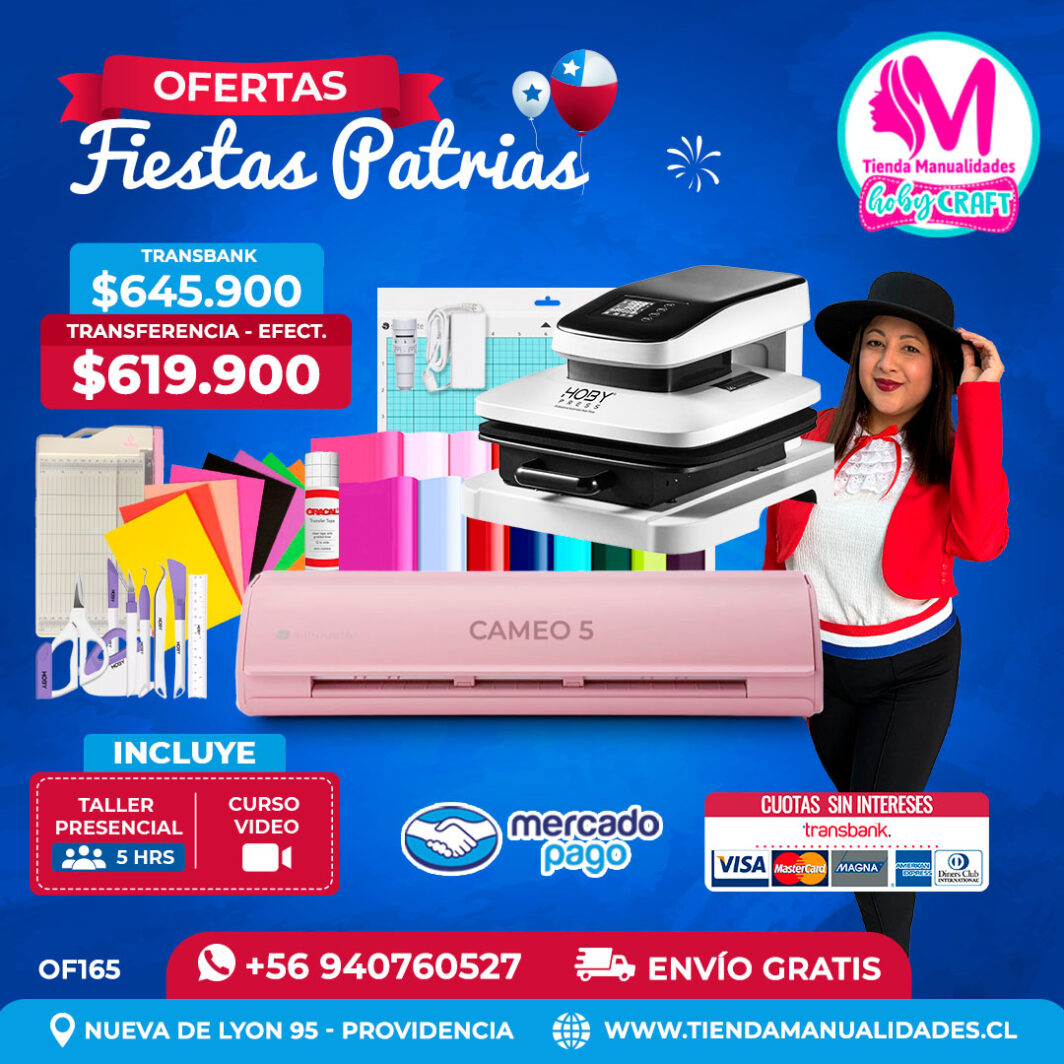 FP165 Kit Silhouette Cameo 5 rosada + Estampadora automática – Envío gratis