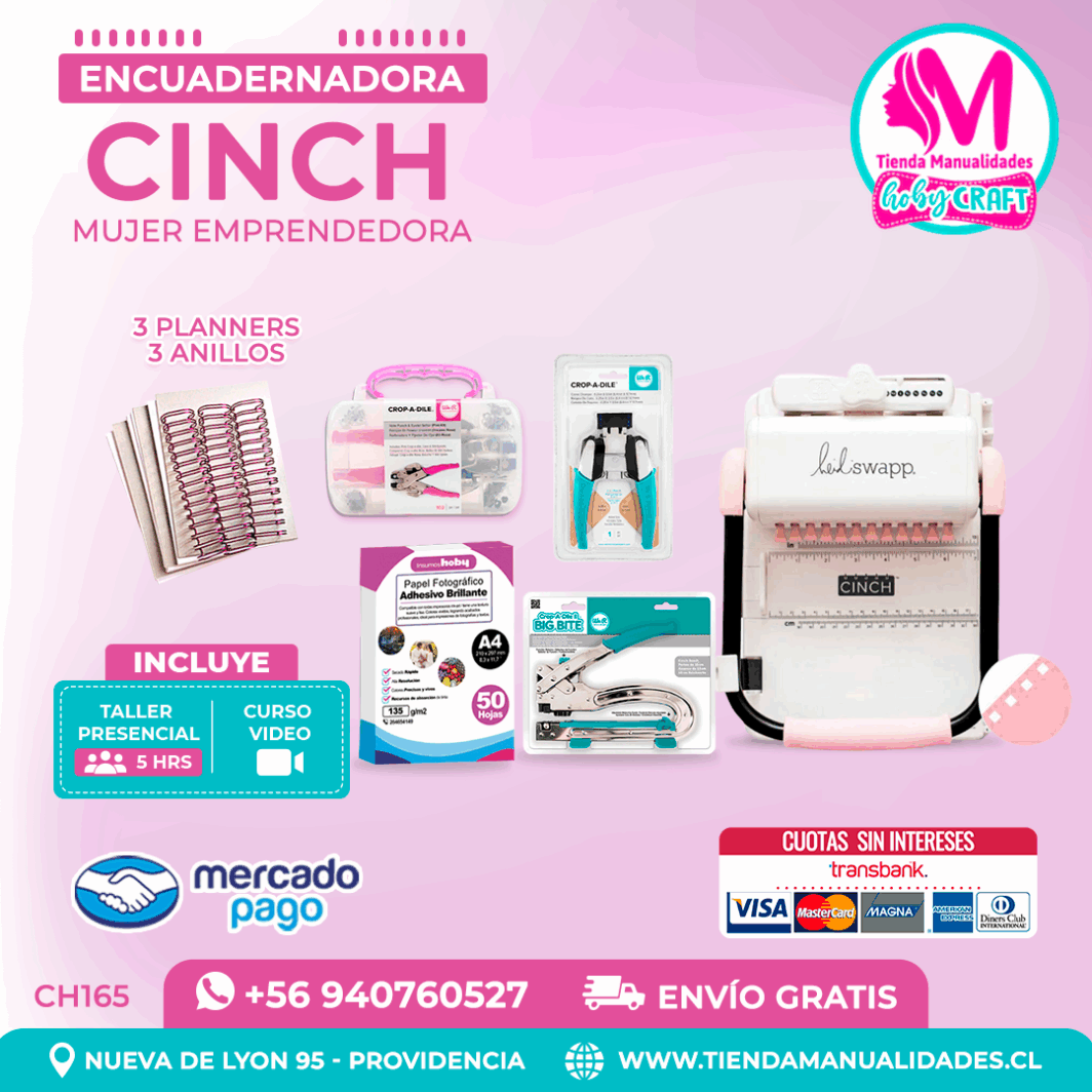 CH165 Cinch rosada + Curso Video + Taller presencial - Envío Gratis - Entrega Inmediata