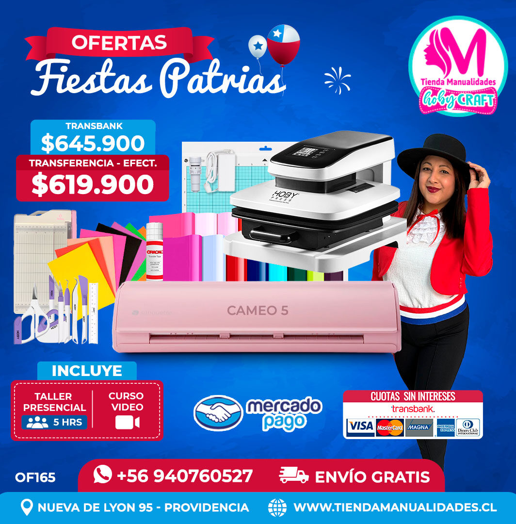 FP165 Kit Silhouette Cameo 5 rosada + Estampadora automática – Envío gratis