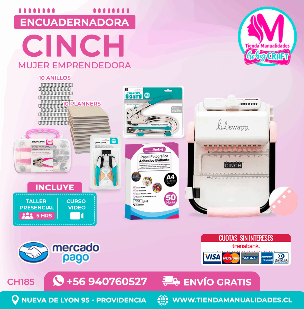 CH185 Cinch rosada + Curso Video + Taller presencial - Envío Gratis - Entrega Inmediata