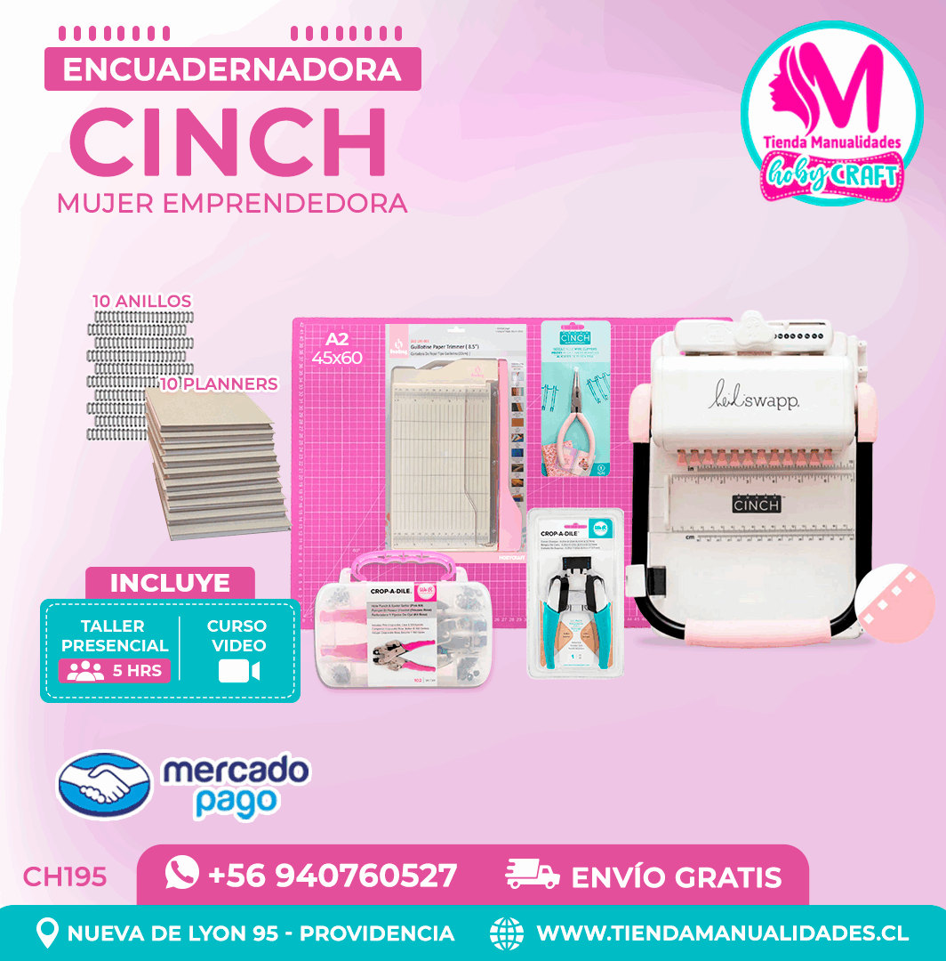CH195 Cinch rosada + Curso Video + Taller presencial - Envío Gratis - Entrega Inmediata