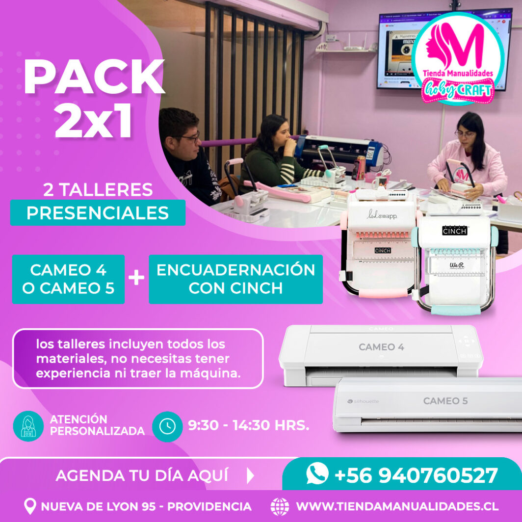0060 Pack 2 Talleres Presenciales: Cameo 4 o Cameo 5 + Encuadernación con Cinch - Nueva de Lyon 95