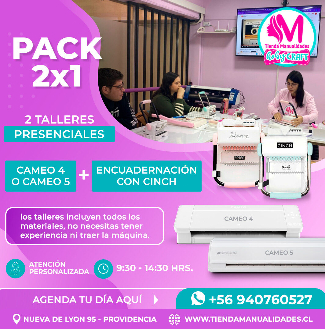 0060 Pack 2 Talleres Presenciales: Cameo 4 o Cameo 5 + Encuadernación con Cinch - Nueva de Lyon 95
