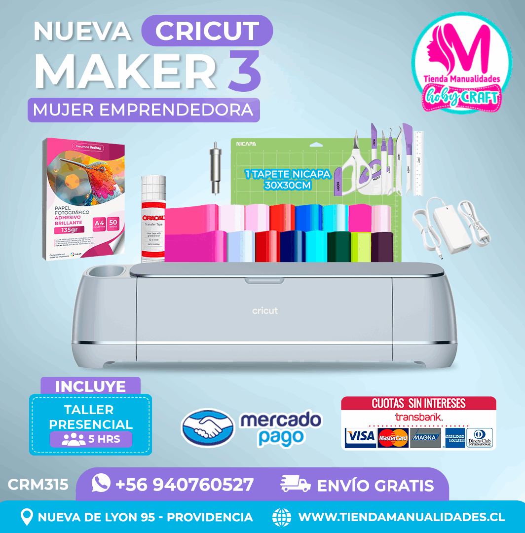 CRM315 Plotter Cricut Maker3 - Taller presencial Ð Envo gratis Ð Entrega inmediata
