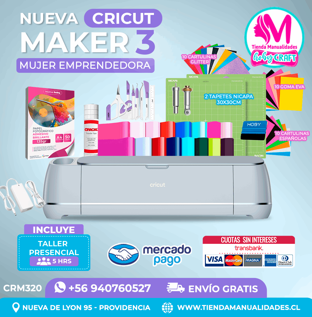 CRM320 Plotter Cricut Maker3 - Taller presencial Ð Envo gratis Ð Entrega inmediata