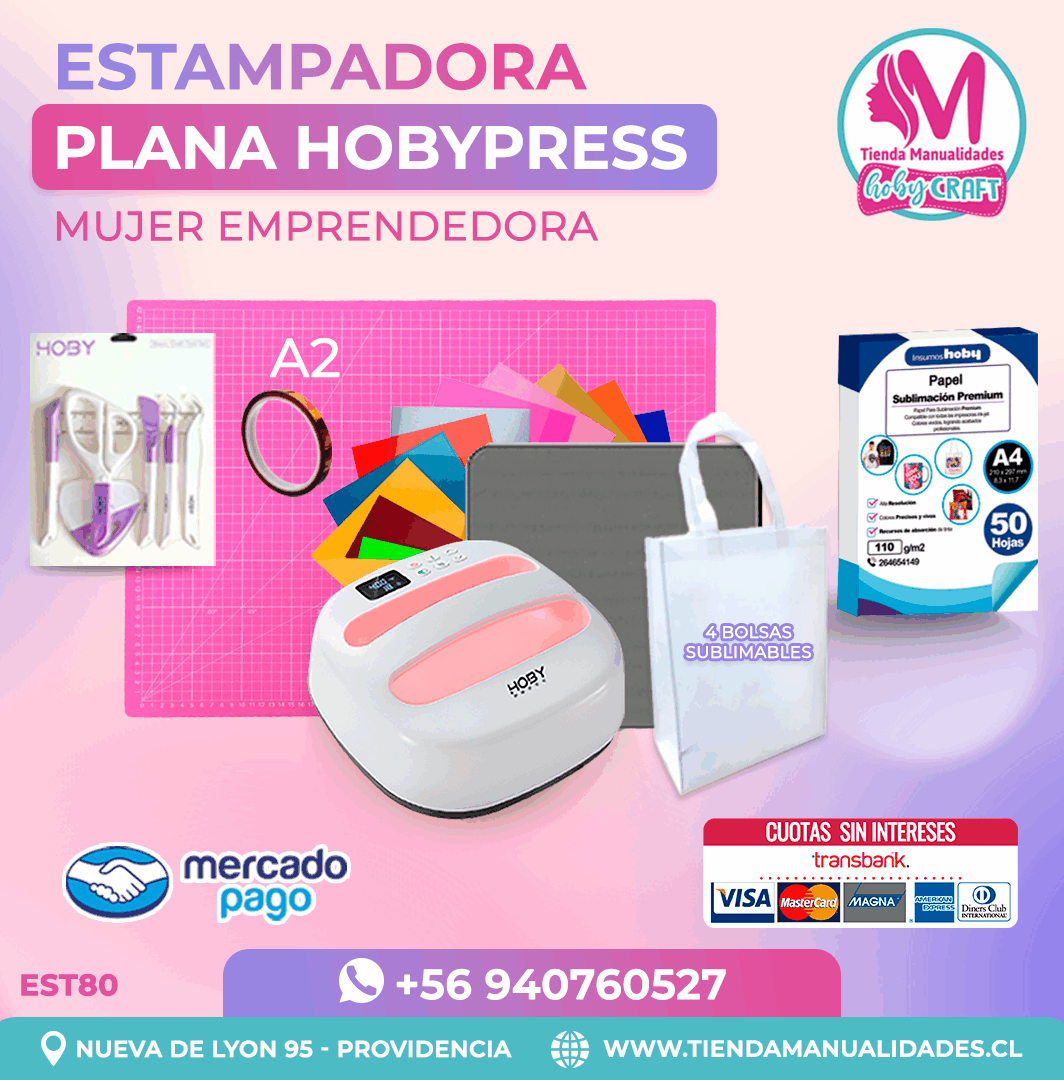EST80 Kit Estampadora HobyPress Pink 24x24 cms - Envío gratis - Entrega Inmediata