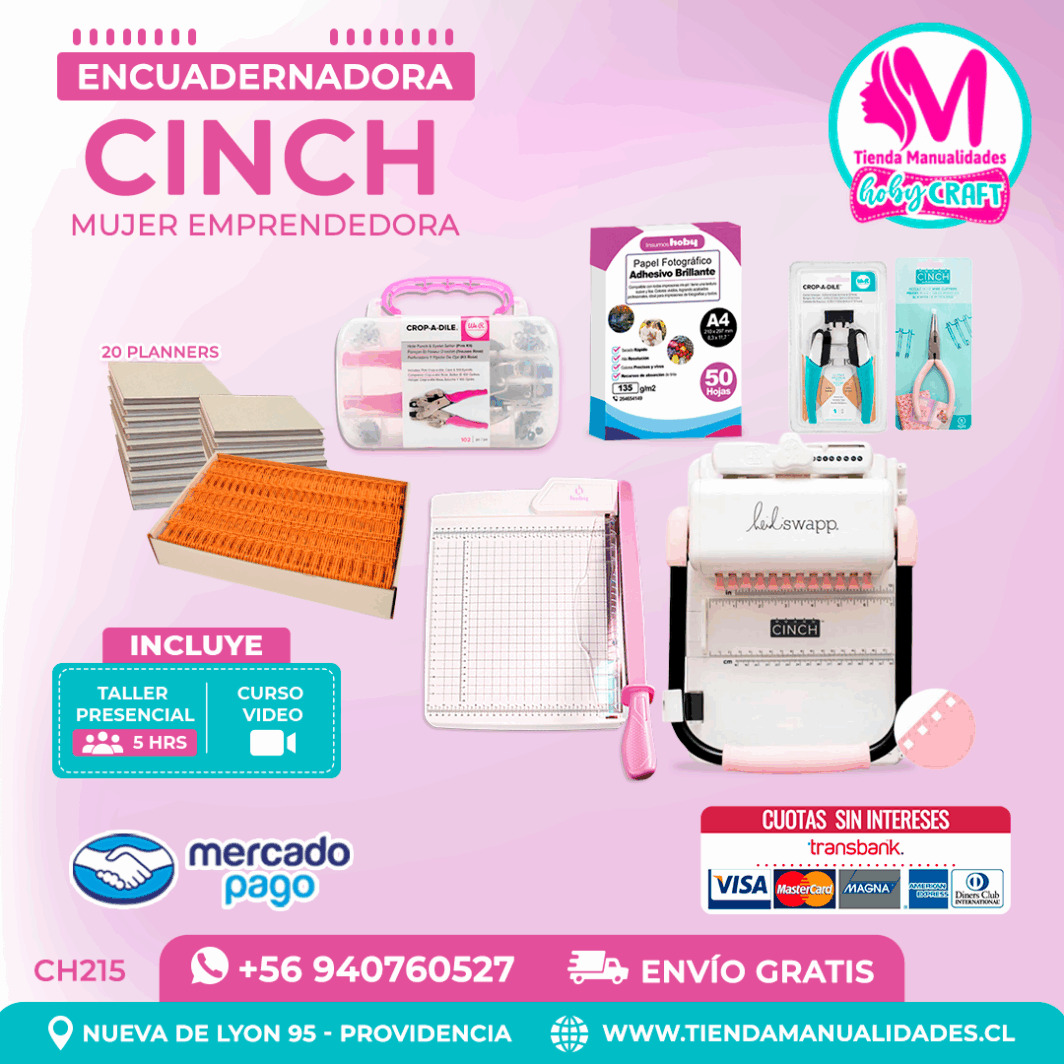 CH215 Cinch rosada + Curso Video + Taller presencial - Envío Gratis - Entrega Inmediata