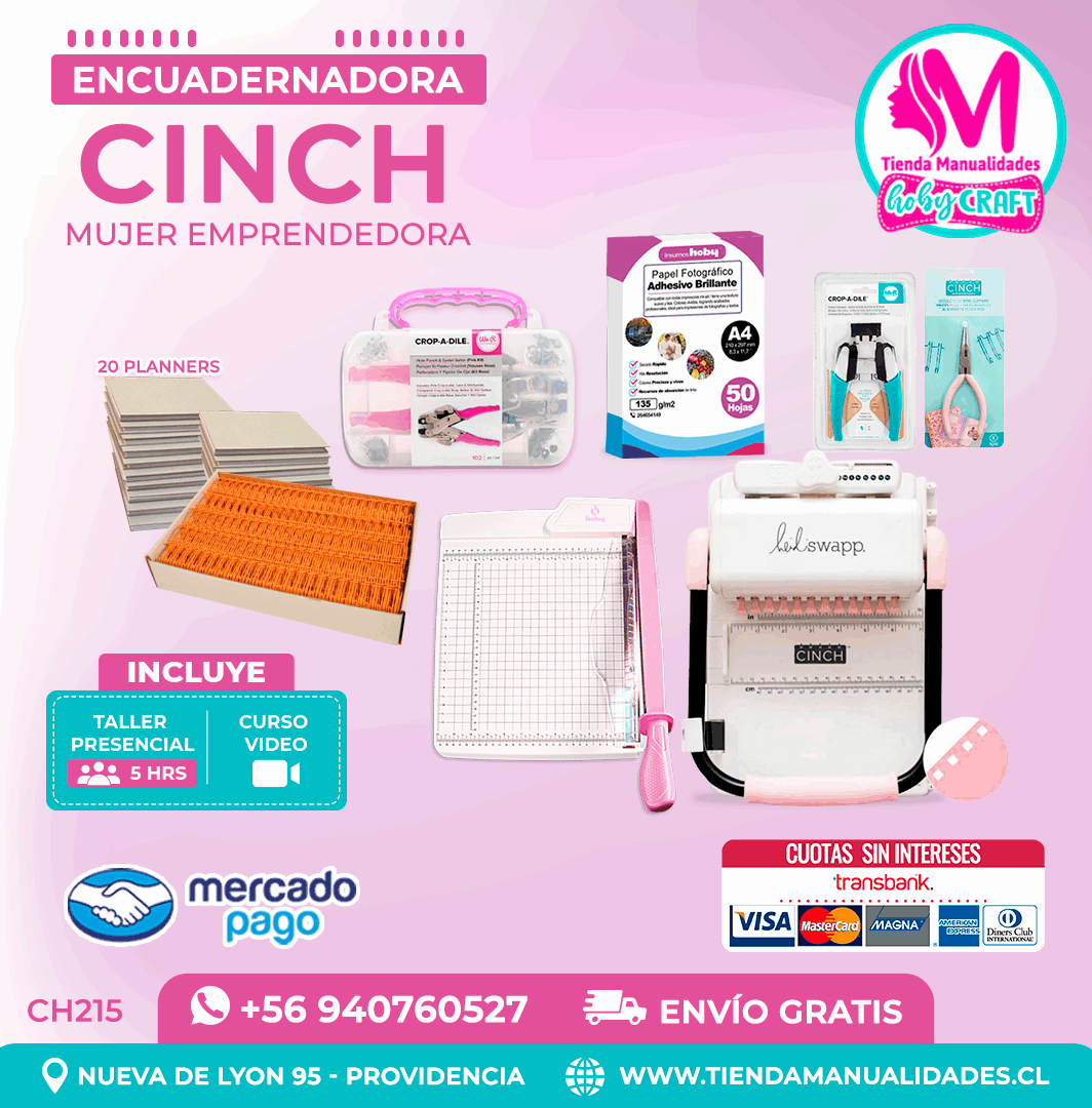 CH215 Cinch rosada + Curso Video + Taller presencial - Envío Gratis - Entrega Inmediata