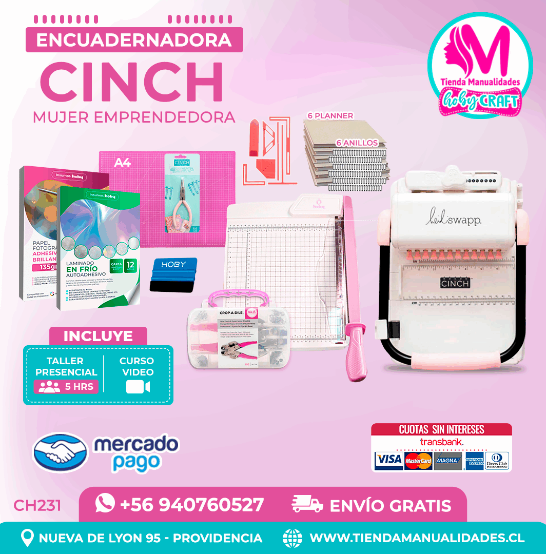 CH231 Cinch rosada + Curso Video + Taller presencial - Envío Gratis - Entrega Inmediata