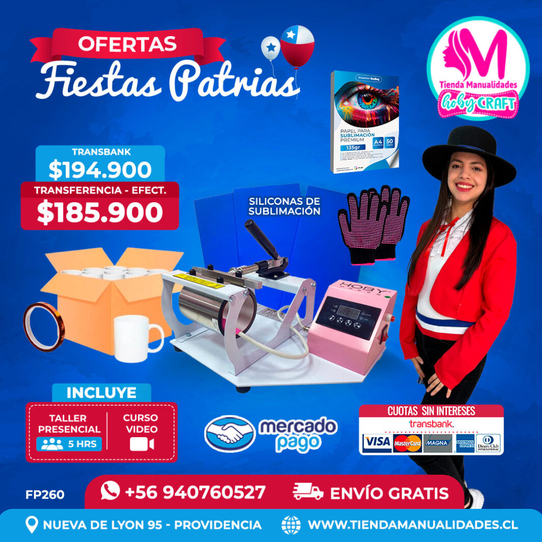 FP260 Kit Estampadora de tazas Hobypress – Envío gratis