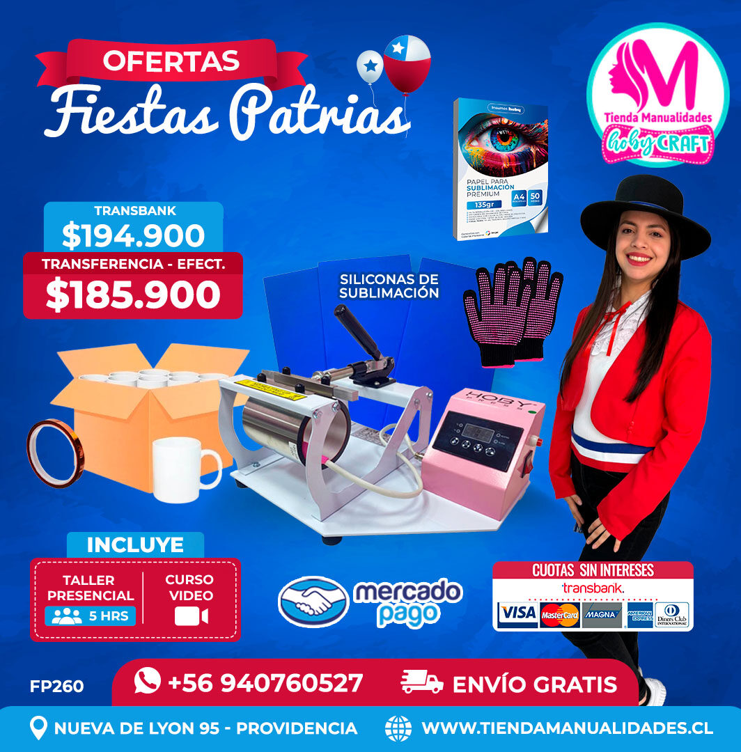 FP260 Kit Estampadora de tazas Hobypress – Envío gratis