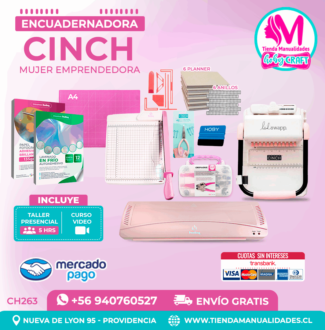 CH263 Cinch rosada + Curso Video + Taller presencial - Envío Gratis - Entrega Inmediata