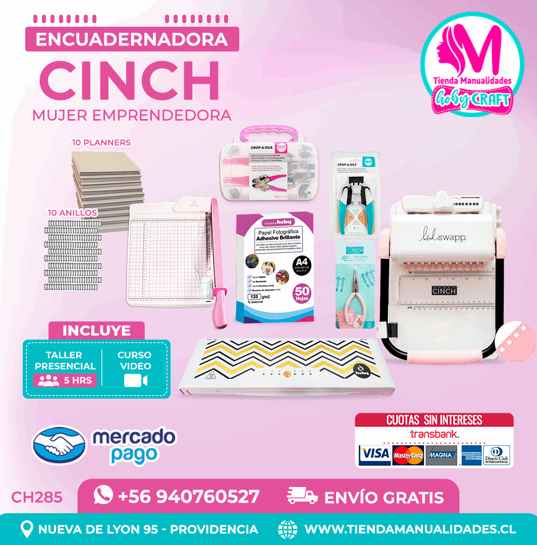 CH285 Cinch rosada + Curso Video + Taller presencial - Envío Gratis - Entrega Inmediata
