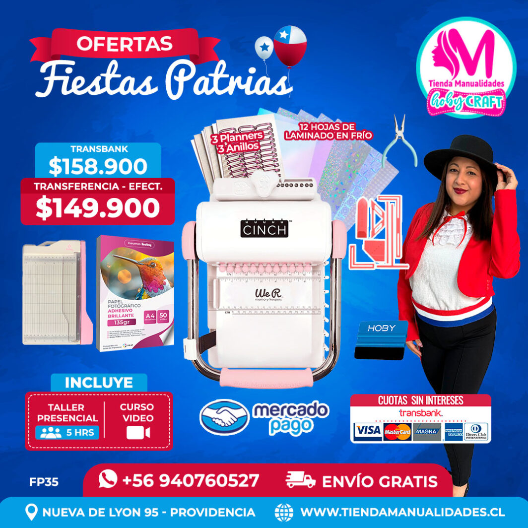 FP35 Kit encuadernadora Cinch rosada – Envío gratis
